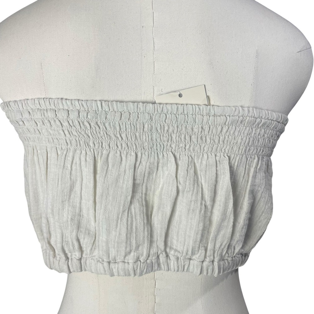Universal Thread White Smocked Tube Top Boho Cotton Bandeau M - Picture 4 of 7